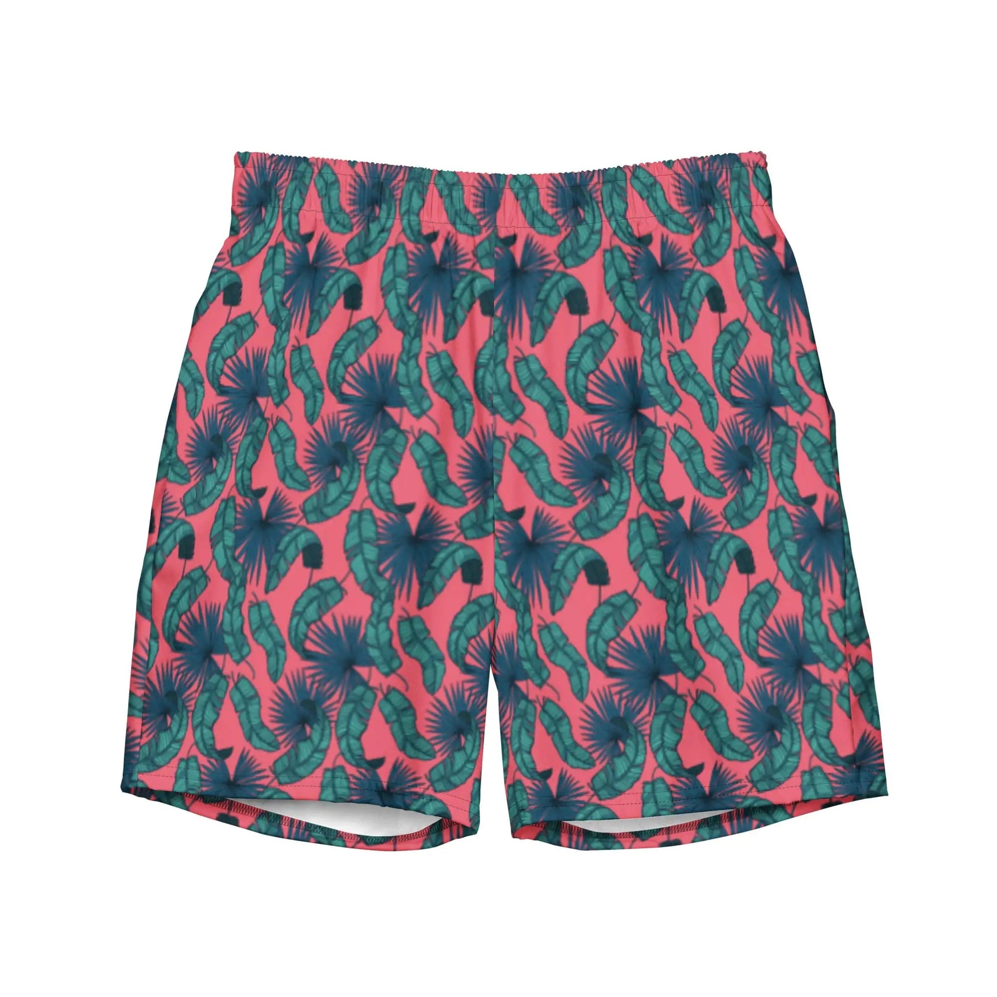 Men's Tropical Flamingo Palms Board Shorts WEM Support (www.WEM.support)