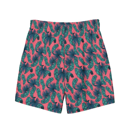 Men's Tropical Flamingo Palms Board Shorts WEM Support (www.WEM.support)