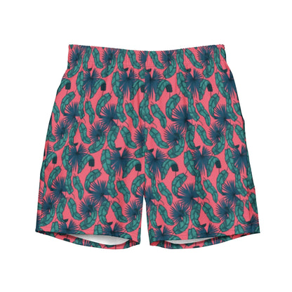 Men's Tropical Flamingo Palms Board Shorts WEM Support (www.WEM.support)