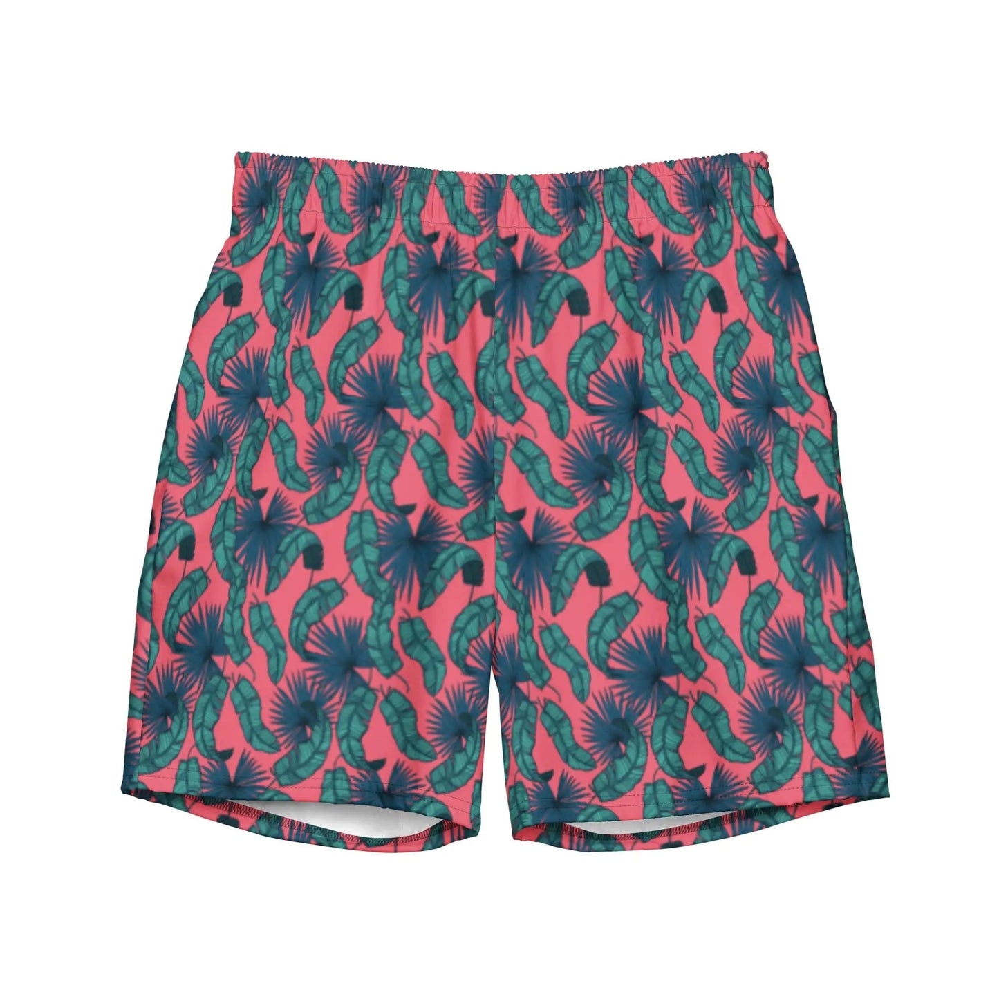 Men's Tropical Flamingo Palms Board Shorts WEM Support (www.WEM.support)