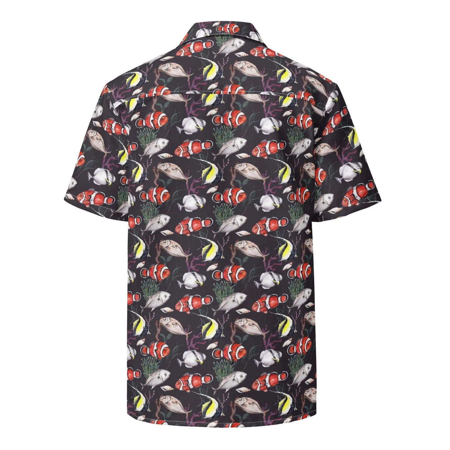 Murky Reef Tropical Saltwater Fish Hawaiian Button Shirt: Dive into Underwater Elegance! WEM Support (www.WEM.support)