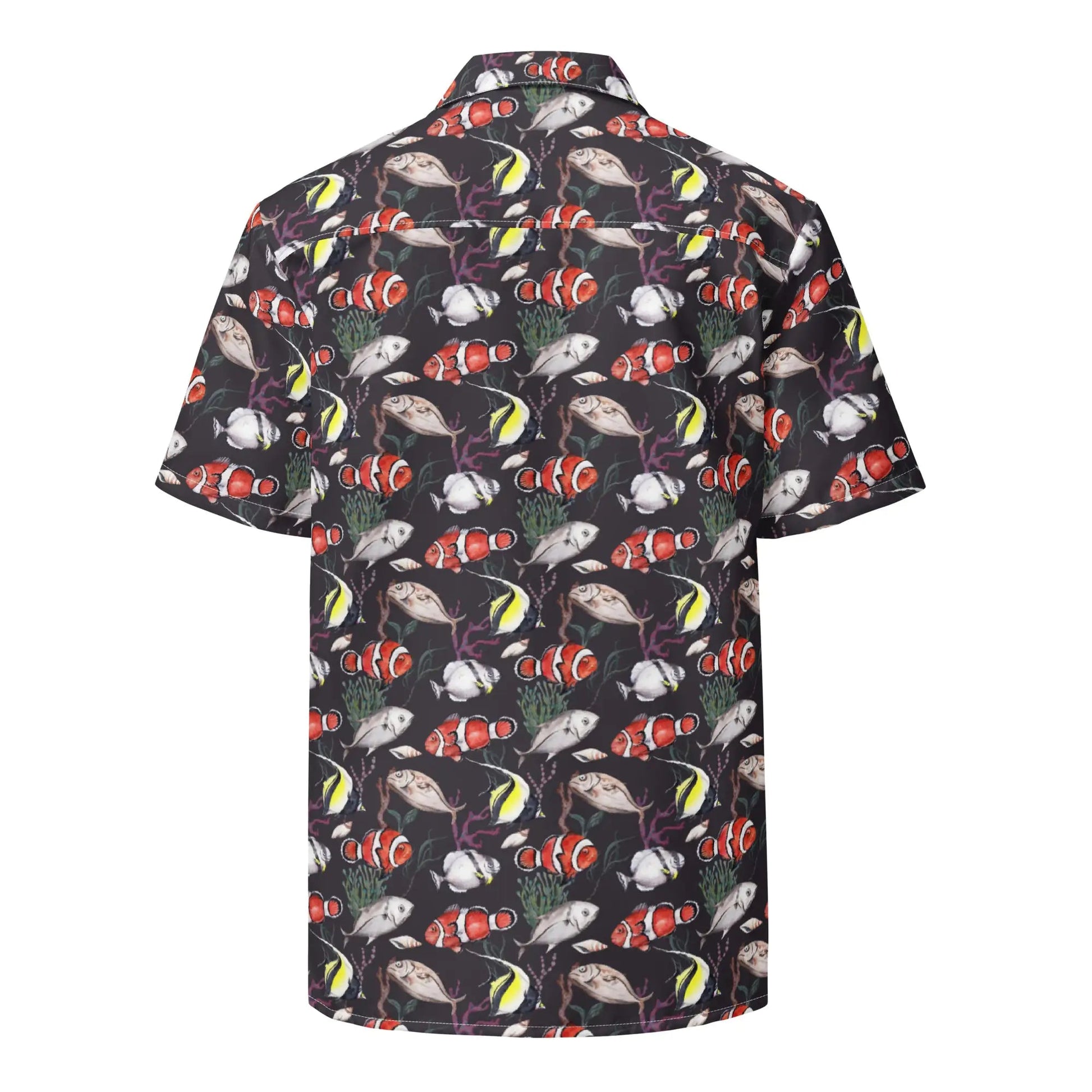 Murky Reef Tropical Saltwater Fish Hawaiian Button Shirt: Dive into Underwater Elegance! WEM Support (www.WEM.support)