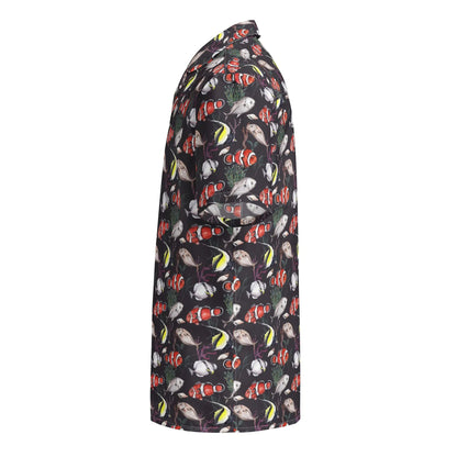 Murky Reef Tropical Saltwater Fish Hawaiian Button Shirt: Dive into Underwater Elegance! WEM Support (www.WEM.support)