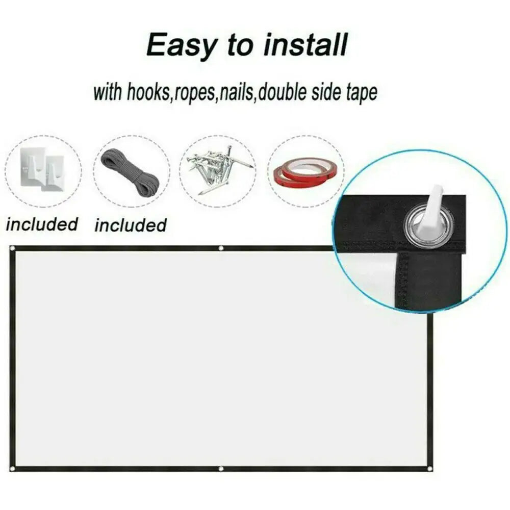 Portable Foldable Projector Screen 16:9 HD Outdoor Home Cinema Theater 3D Movie WEM Support (www.WEM.support)