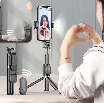 Portable Bluetooth Selfie Stick & Tripod with Fill Light for Apple Devices WEM Support (www.WEM.support)