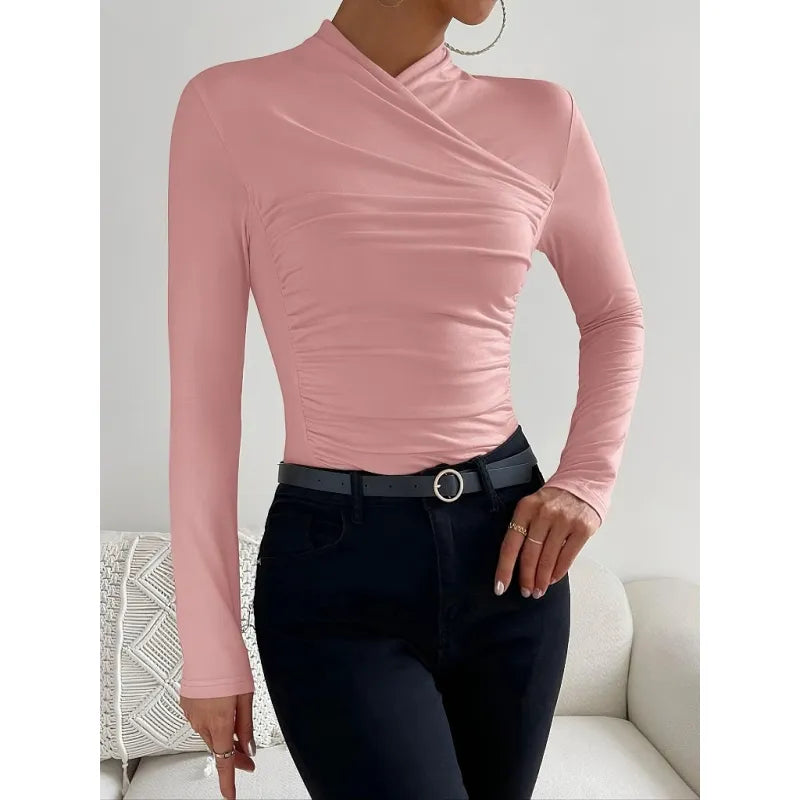 Cross Collar Slim Fit Long Sleeve Shirt WEM Support (www.WEM.support)