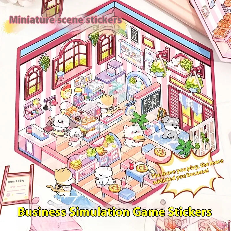 Cut-free Landscaping Scene Stickers Visual 3D Stacked Three-dimensional Cottage WEM Support (www.WEM.support)