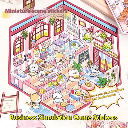 Cut-free Landscaping Scene Stickers Visual 3D Stacked Three-dimensional Cottage WEM Support (www.WEM.support)