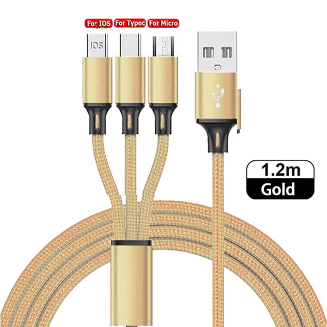 3 In 1 Fast Charging Cable Cord WEM Support (www.WEM.support)