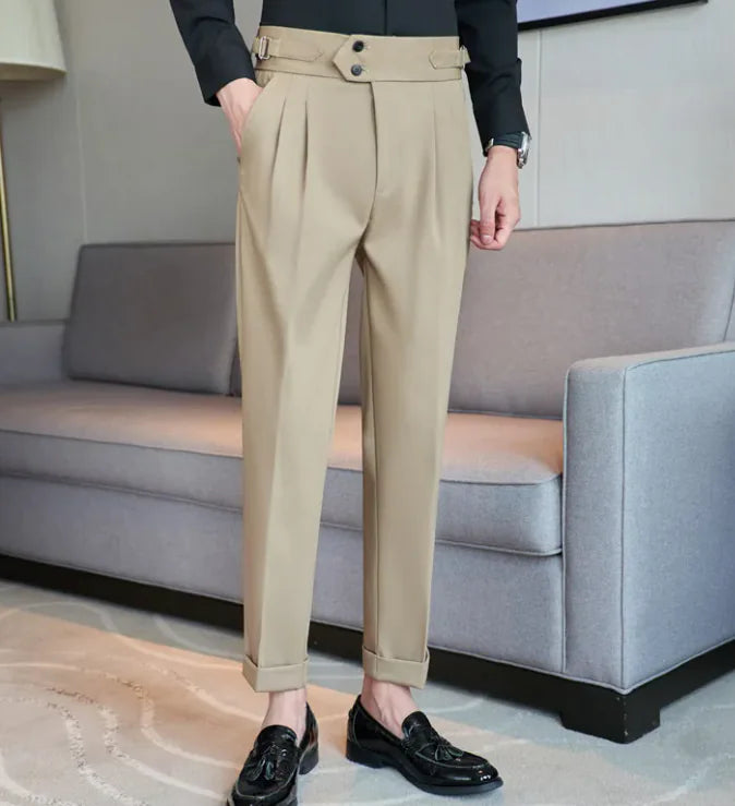 Men's Mid High Waisted Long Casual Pants WEM Support (www.WEM.support)