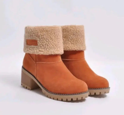 Mid-Tube Thick Heel Suede Snow Boots WEM Support (www.WEM.support)