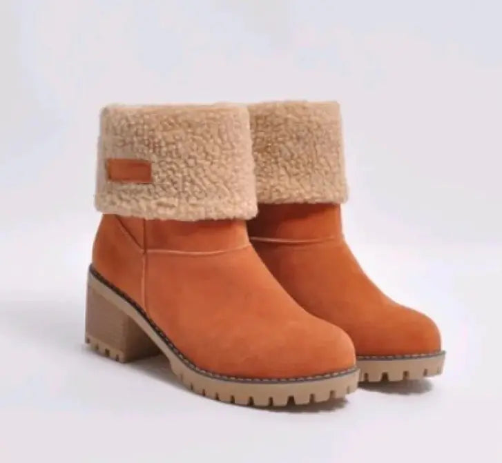 Mid-Tube Thick Heel Suede Snow Boots WEM Support (www.WEM.support)