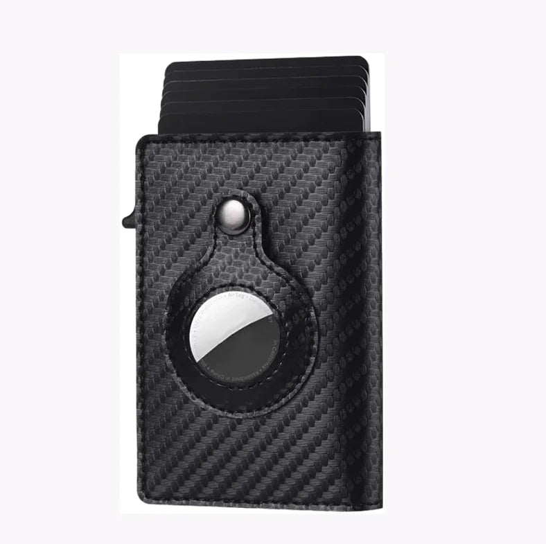 For Airtag Wallet Case Genuine Leather Credit Card Holder Magnetic Air Tag Cover WEM Support (www.WEM.support)