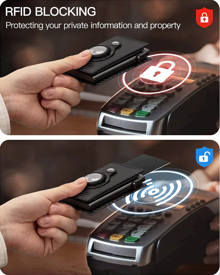 For Airtag Wallet Case Genuine Leather Credit Card Holder Magnetic Air Tag Cover WEM Support (www.WEM.support)