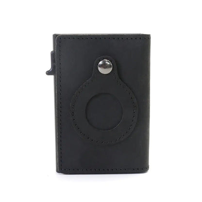 For Airtag Wallet Case Genuine Leather Credit Card Holder Magnetic Air Tag Cover WEM Support (www.WEM.support)