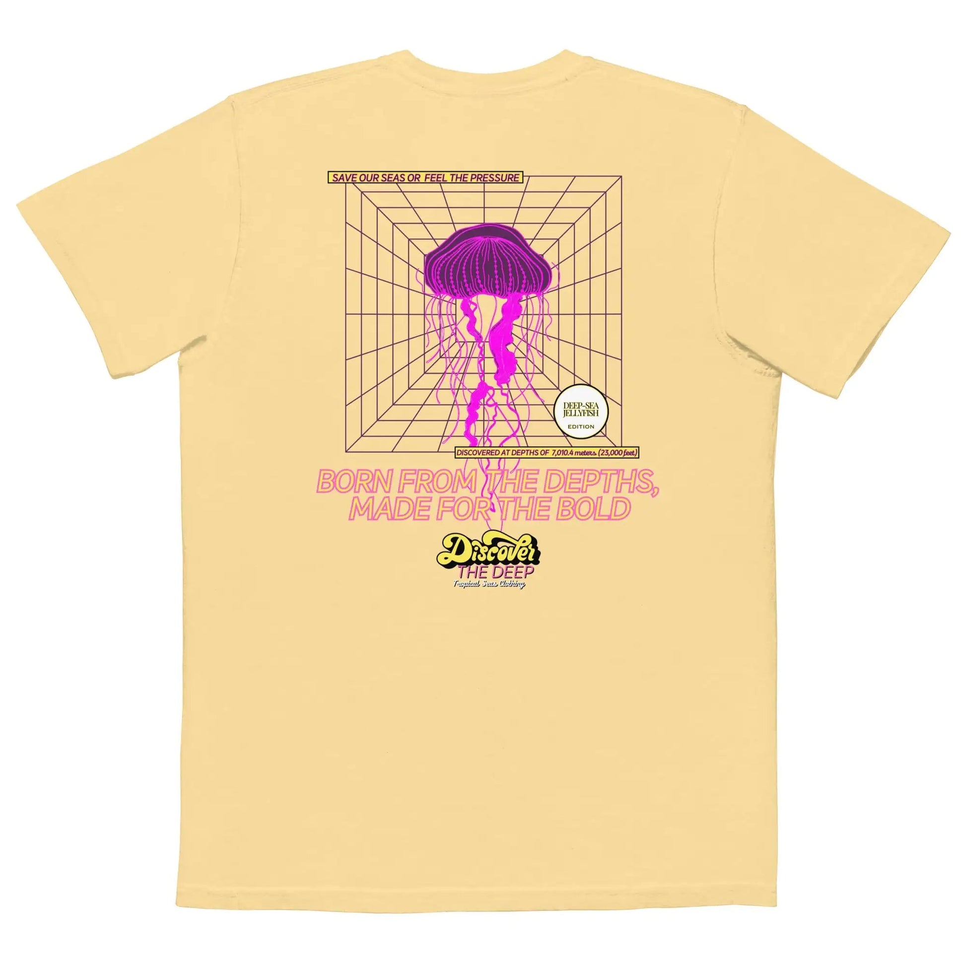 Discover the Deep Deep-sea Jellyfish Pocket T-shirt WEM Support (www.WEM.support)