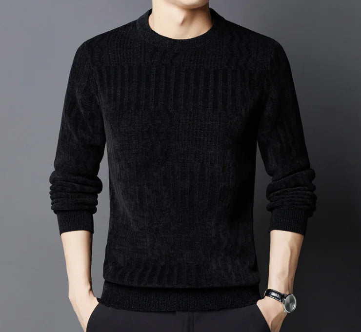 Crew Neck Casual Jacquard Sweater WEM Support (www.WEM.support)