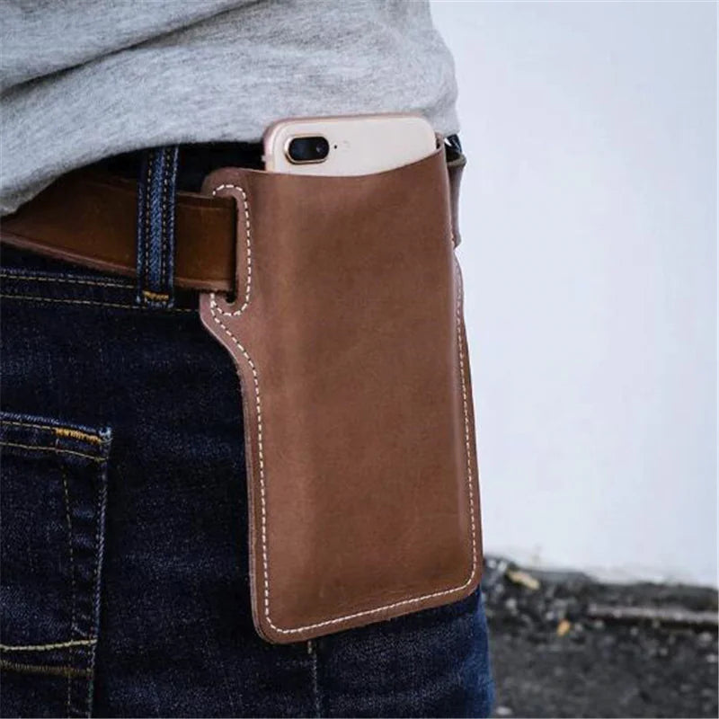 Men Cell Phone Belt Pack Bag Loop Waist Holster Pouch Case Leather Wallet Cover WEM Support (www.WEM.support)