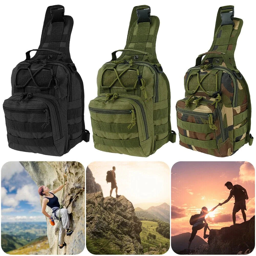 Mens Backpack Tactical Sling Shoulder Bag Molle Travel Chest Pack Outdoor Hiking WEM Support (www.WEM.support)
