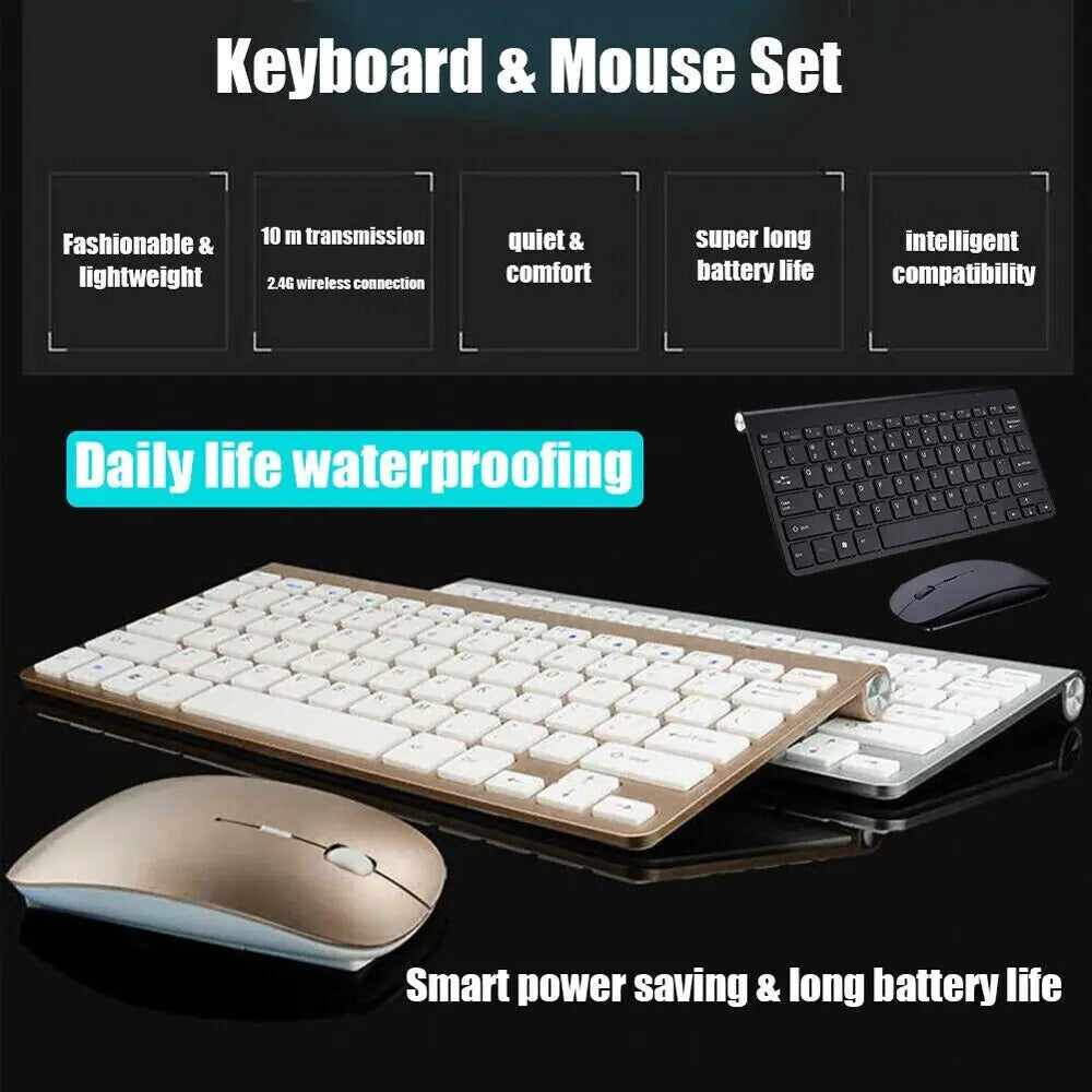 Mini Wireless Keyboard And Mouse Set Waterproof 2.4G For Mac Apple PC Computer WEM Support (www.WEM.support)