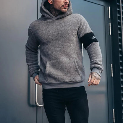 Men's Sweater New Hooded Plush Top WEM Support (www.WEM.support)