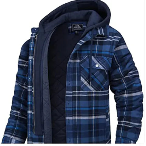 Men's Thick Padded Plaid Jacket – Cozy, Stylish, and Perfect for Cold Weather WEM Support (www.WEM.support)