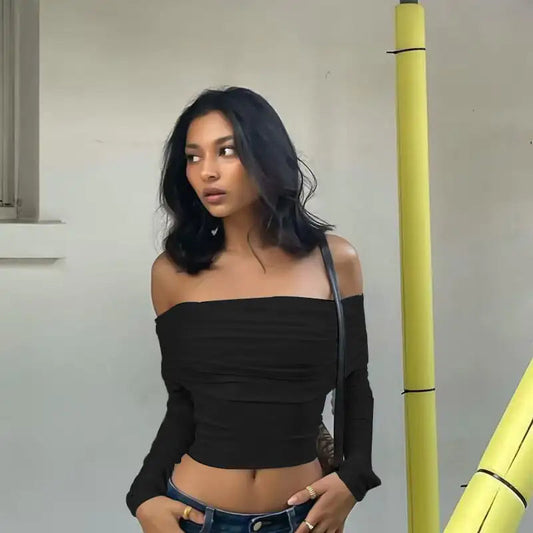 Off-shoulder Slim Fit Top WEM Support (www.WEM.support)