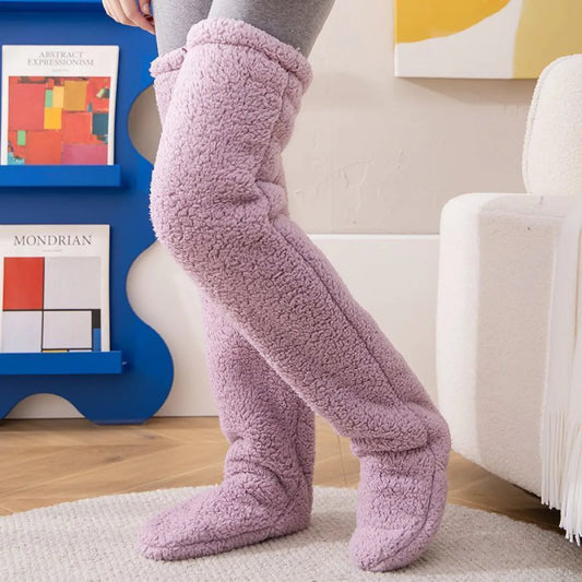Over Knee High Fuzzy Winter Warm Socks WEM Support (www.WEM.support)