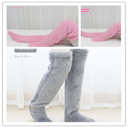 Over Knee High Fuzzy Winter Warm Socks WEM Support (www.WEM.support)
