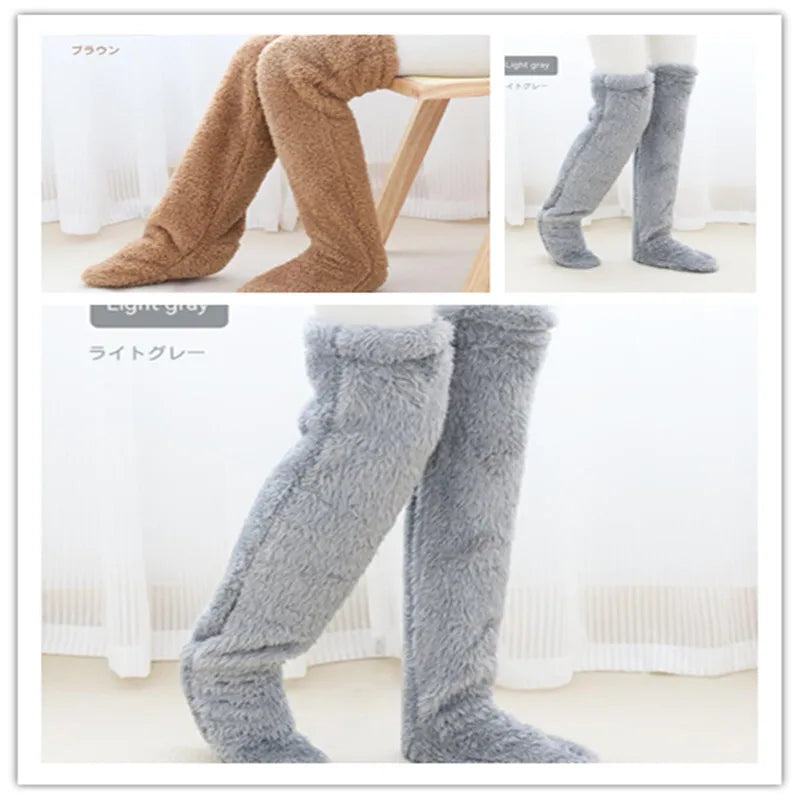 Over Knee High Fuzzy Winter Warm Socks WEM Support (www.WEM.support)