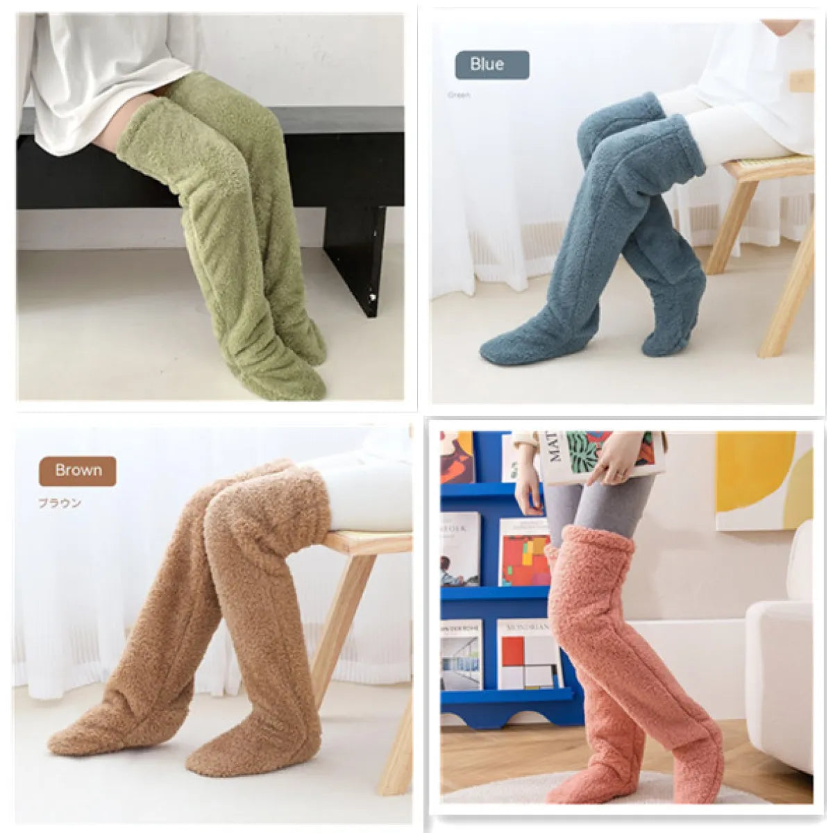 Over Knee High Fuzzy Winter Warm Socks WEM Support (www.WEM.support)