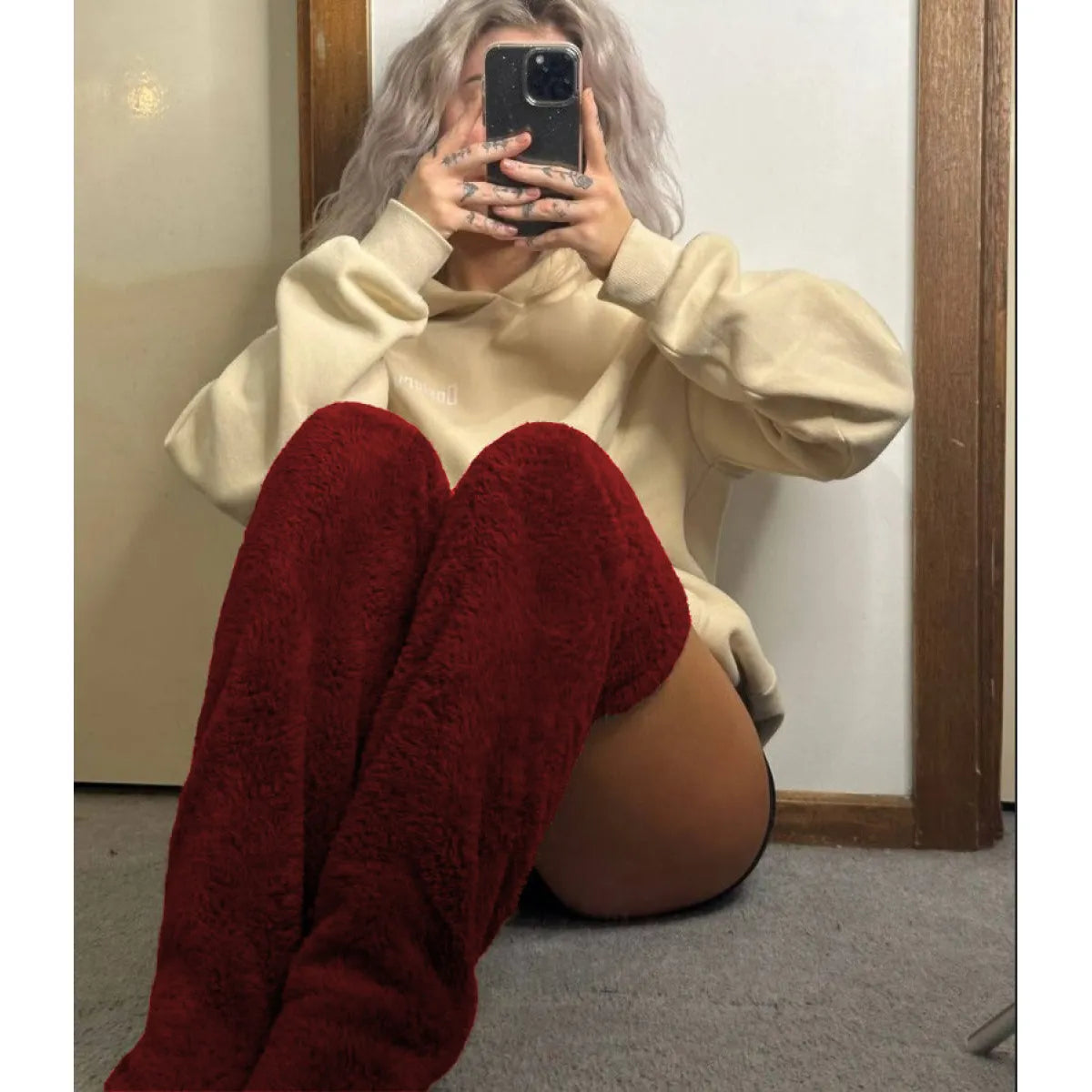 Over Knee High Fuzzy Winter Warm Socks WEM Support (www.WEM.support)