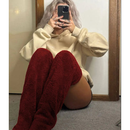 Over Knee High Fuzzy Winter Warm Socks WEM Support (www.WEM.support)