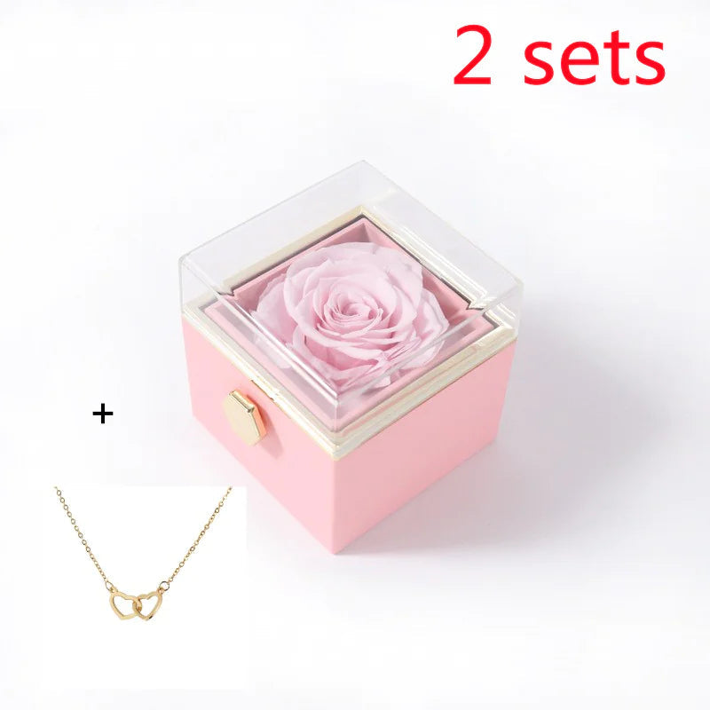 Double Heart Eternal Flower Necklace Set WEM Support (www.WEM.support)
