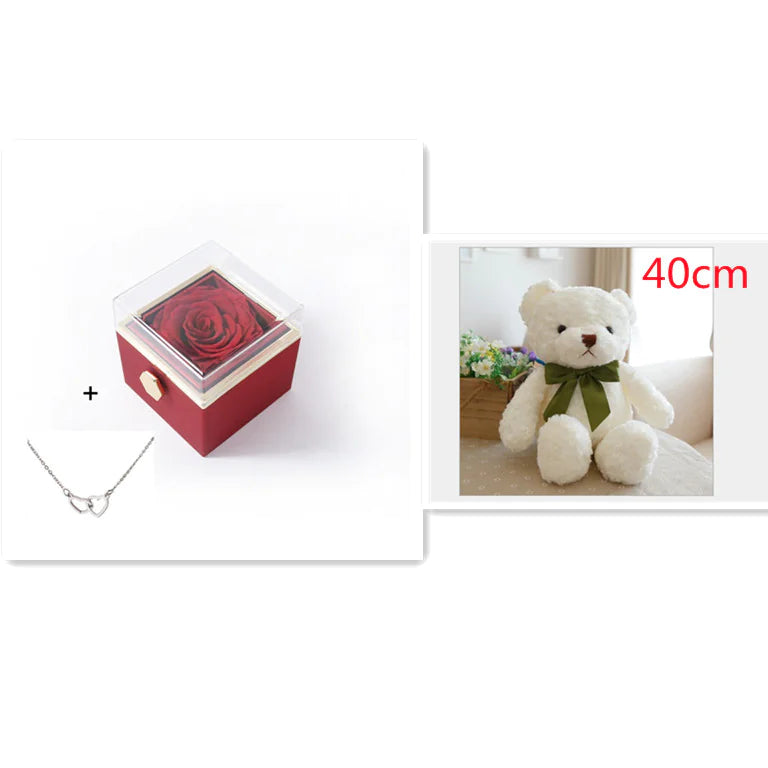 Double Heart Eternal Flower Necklace Set WEM Support (www.WEM.support)