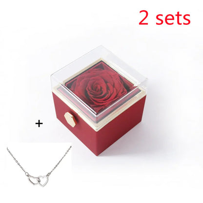 Double Heart Eternal Flower Necklace Set WEM Support (www.WEM.support)