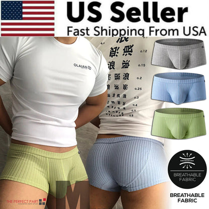 Men's Sexy Underwear Low waist Briefs U Pouch Boxers Striped Shorts Underpants WEM Support (www.WEM.support)
