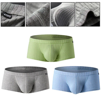 Men's Sexy Underwear Low waist Briefs U Pouch Boxers Striped Shorts Underpants WEM Support (www.WEM.support)