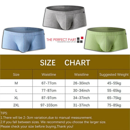 Men's Sexy Underwear Low waist Briefs U Pouch Boxers Striped Shorts Underpants WEM Support (www.WEM.support)