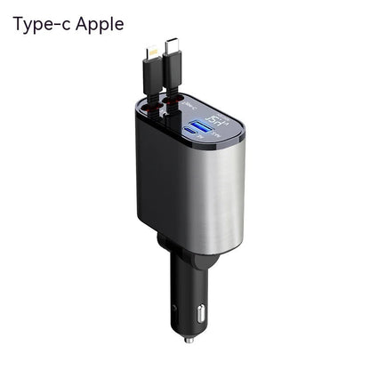 Retractable Car Charger 4 in 1 Fast Charging WEM Support (www.WEM.support)