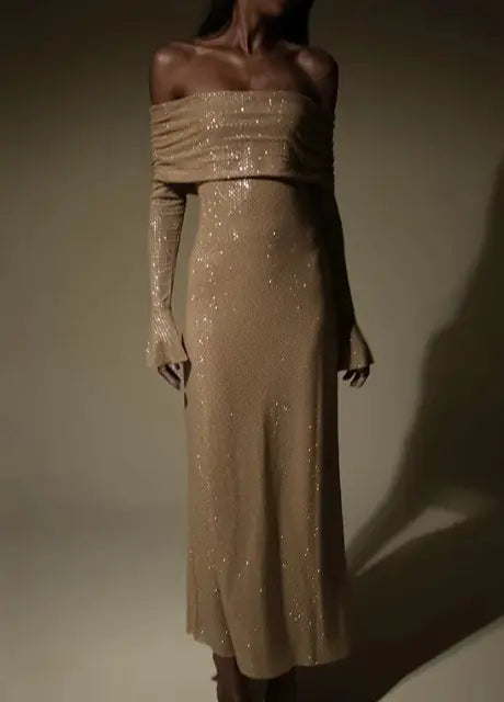 Party Slim-fit Off-neck Dress WEM Support (www.WEM.support)