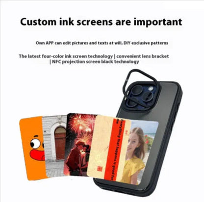 NFC Projection Screen Case: Four-color E-ink display with bracket WEM Support (www.WEM.support)