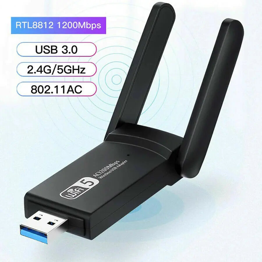 1200Mbps Long Range AC1200 Dual Band 5GHz Wireless USB 3.0 WiFi Adapter Antennas WEM Support (www.WEM.support)
