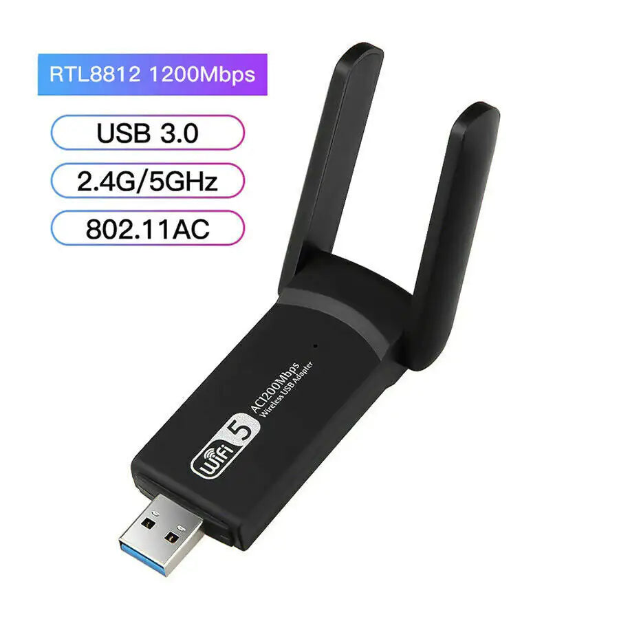 1200Mbps Long Range AC1200 Dual Band 5GHz Wireless USB 3.0 WiFi Adapter Antennas WEM Support (www.WEM.support)