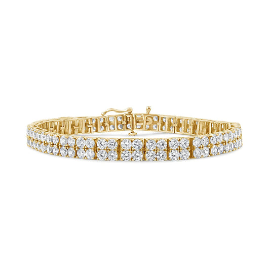 14K Yellow Gold 10.0 Cttw Diamond 2 Row Tennis Bracelet (L-M Color, I2-I3 Clarity) - Size 7.25 Inches WEM Support (www.WEM.support)