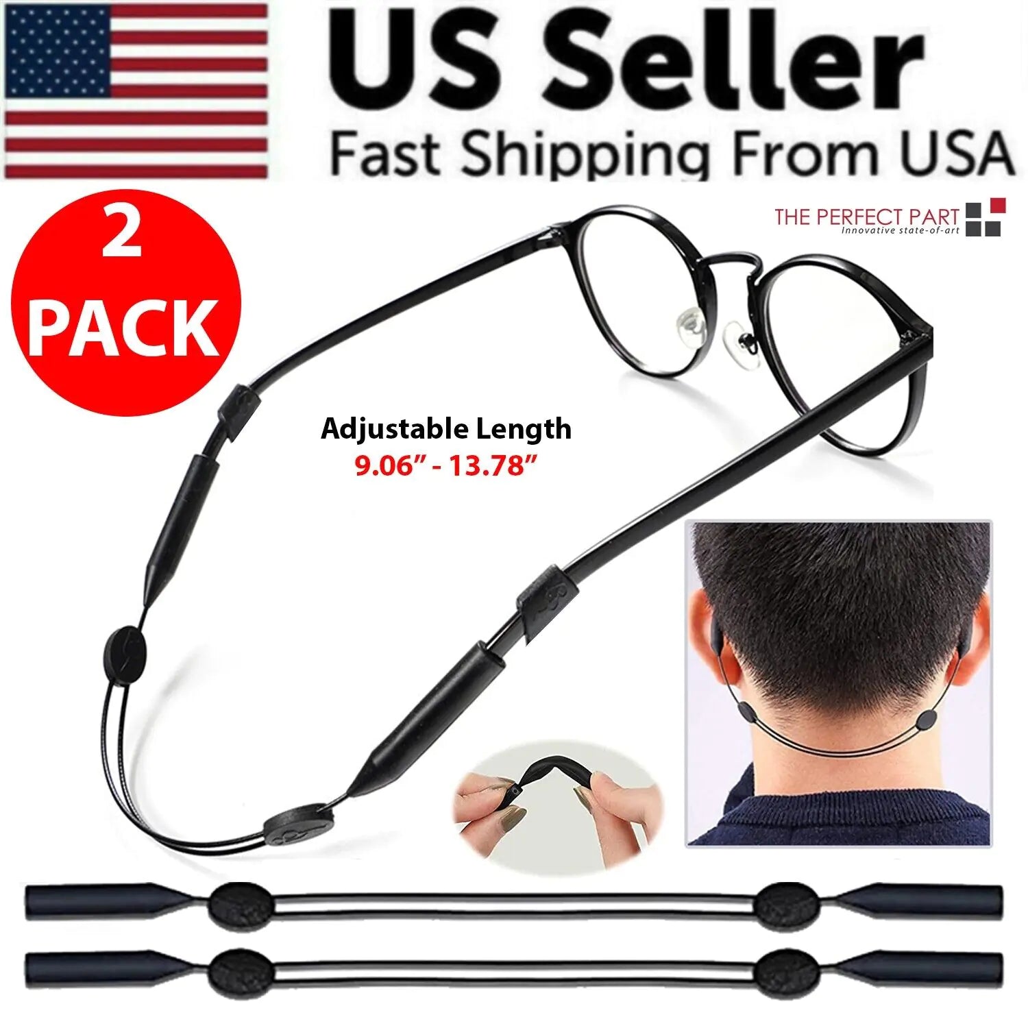 2x Glasses Strap Neck Cord Sports Eyeglasses Band Sunglasses Rope String Holder WEM Support (www.WEM.support)