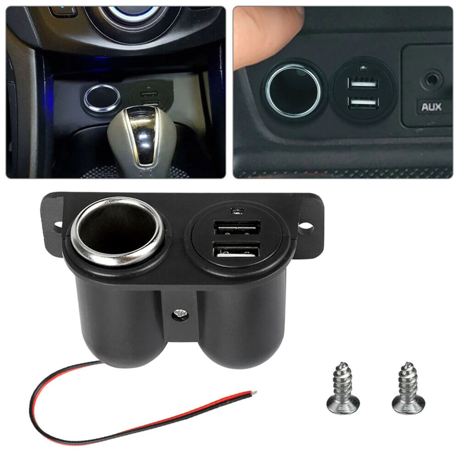 Car Cigarette Lighter Socket Splitter Dual USB Charger Power Adapter Outlet 12V WEM Support (www.WEM.support)