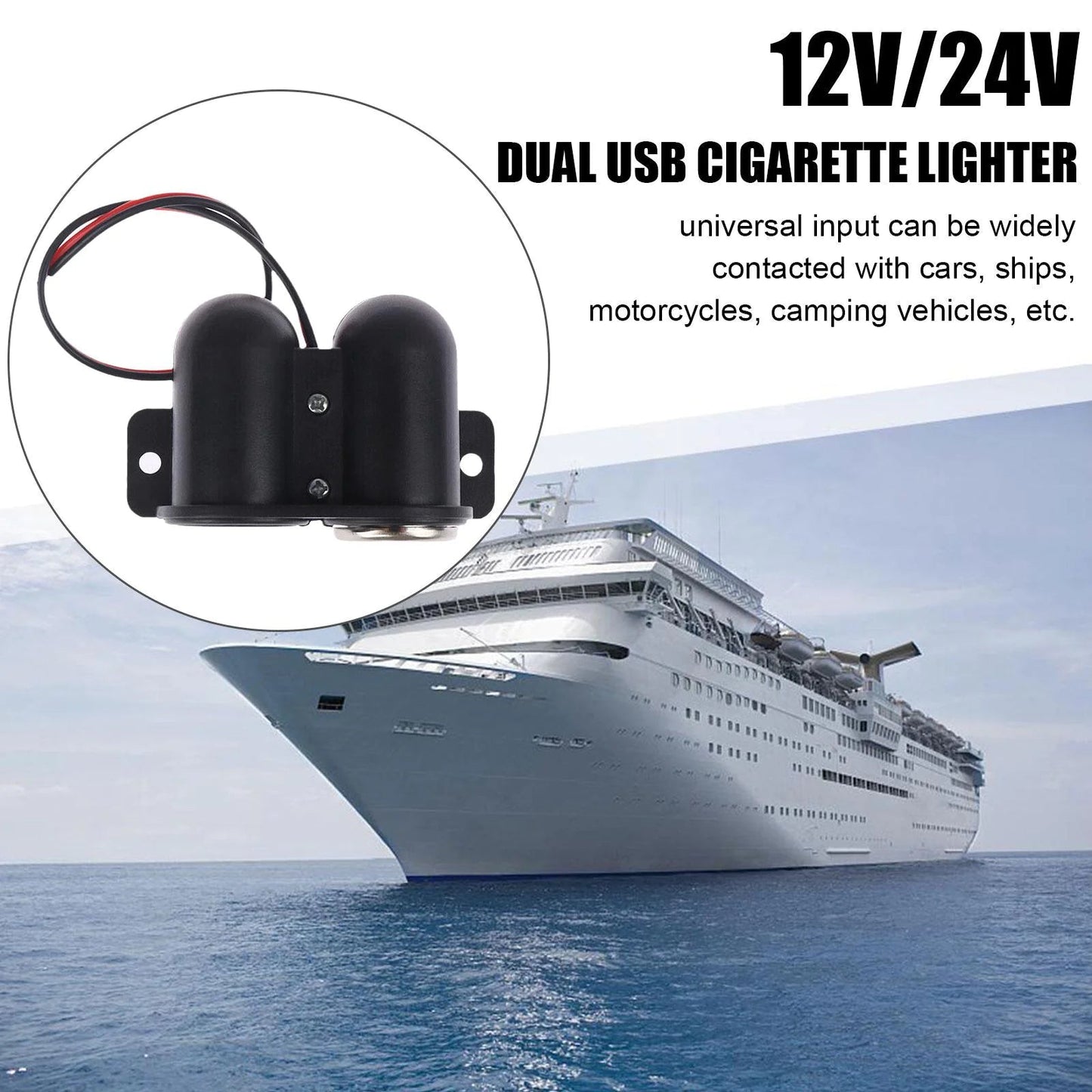 Car Cigarette Lighter Socket Splitter Dual USB Charger Power Adapter Outlet 12V WEM Support (www.WEM.support)