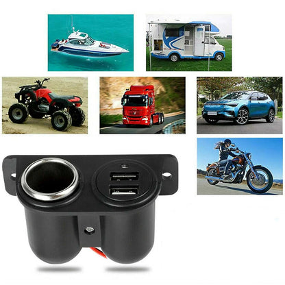 Car Cigarette Lighter Socket Splitter Dual USB Charger Power Adapter Outlet 12V WEM Support (www.WEM.support)