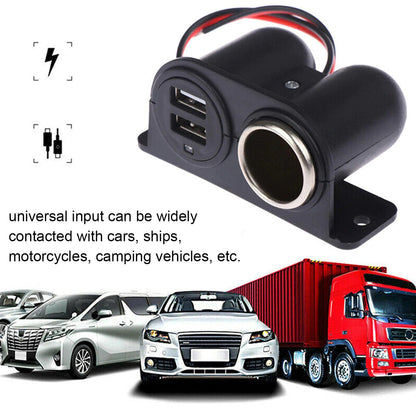 Car Cigarette Lighter Socket Splitter Dual USB Charger Power Adapter Outlet 12V WEM Support (www.WEM.support)